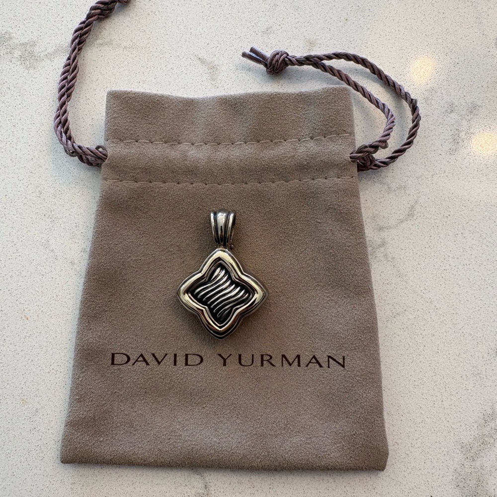 DAVID YURMAN Sterling Silver & 18k Gold Carved Cable Quatrefoil Pendant